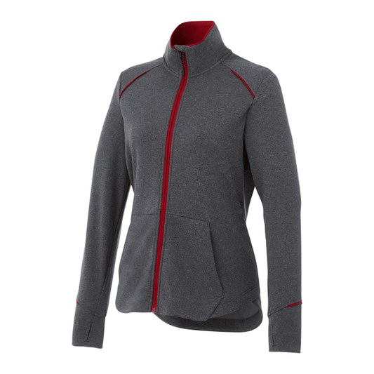 Women's TAMARACK Full Zip Performance Jacket with Thumb Holes - Team Red/Heather Charcoal