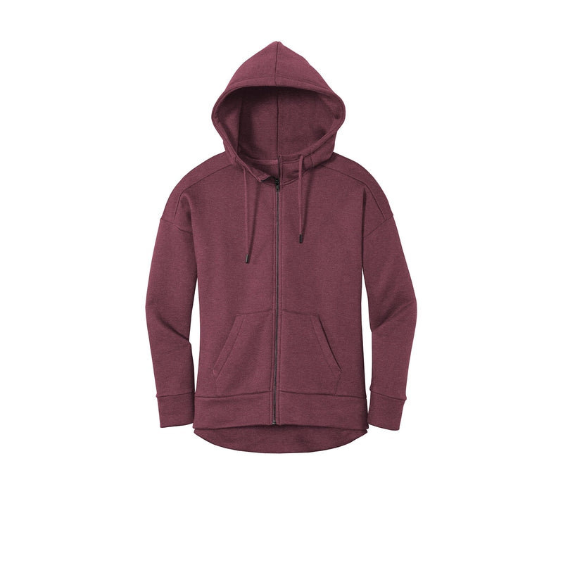 District® Women’s Perfect Weight® Fleece Drop Shoulder Full-Zip Hoodie - Heathered Loganberry