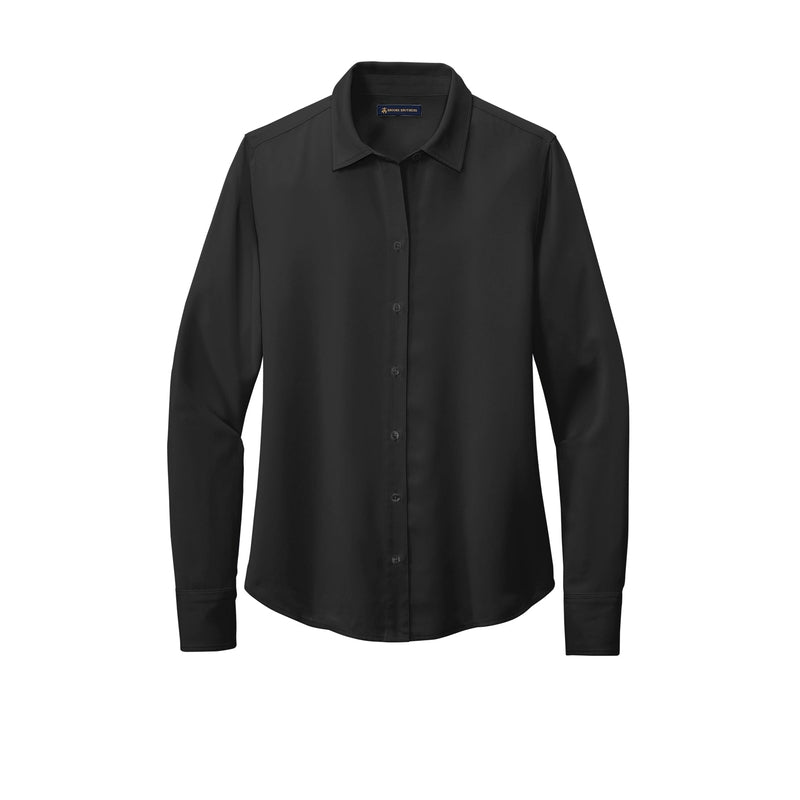 Brooks Brothers® Women’s Full-Button Satin Blouse - Deep Black