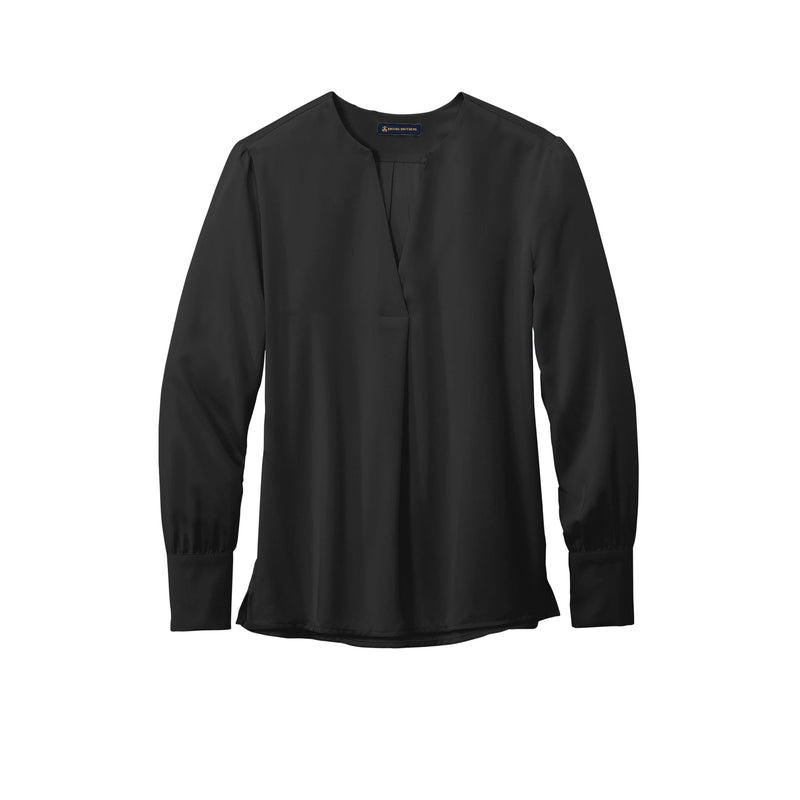 Brooks Brothers® Women’s Open-Neck Satin Blouse - Deep Black