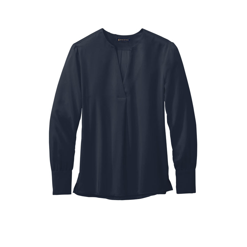 Brooks Brothers® Women’s Open-Neck Satin Blouse - Night Navy