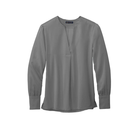 Brooks Brothers® Women’s Open-Neck Satin Blouse - Shadow Grey